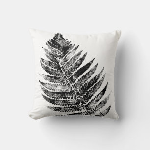 Coussin Feuilles de fougère noir et blanc