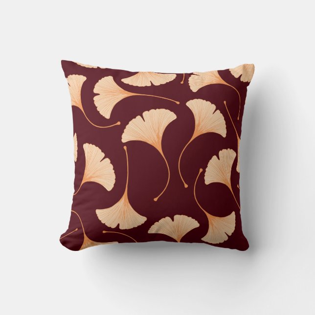Coussin Feuilles de Ginkgo biloba, motif floral transparen (Recto)