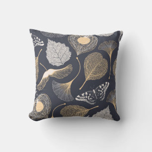 Coussin Feuilles de Ginkgo : Élégance florale incomparable