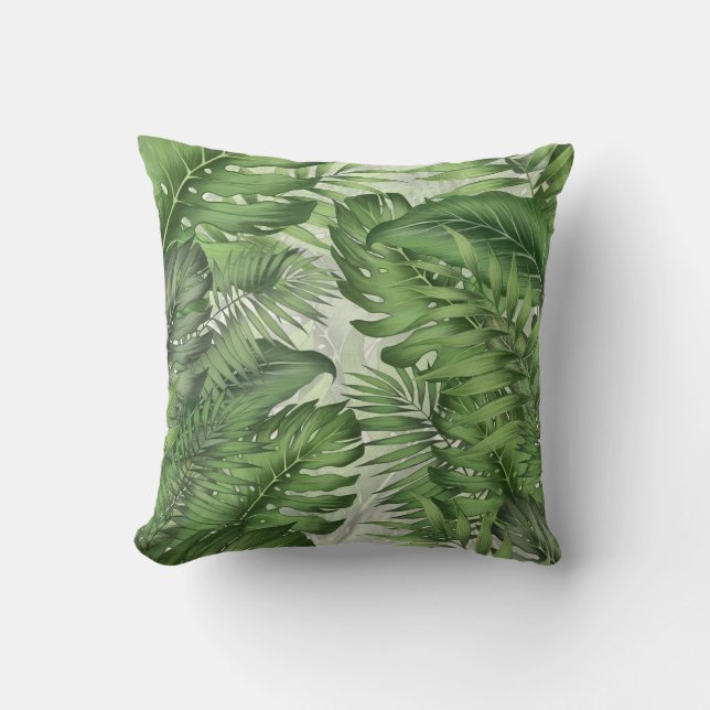 Coussin Feuilles de jungle tropicale : arrière - plans flo (Recto)