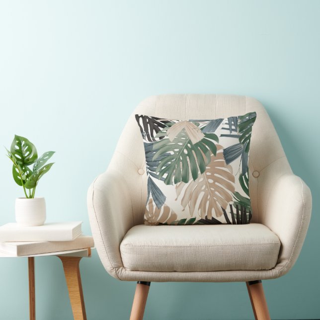 Coussin Feuilles de jungle tropicale Monstera 3 (Chaise)