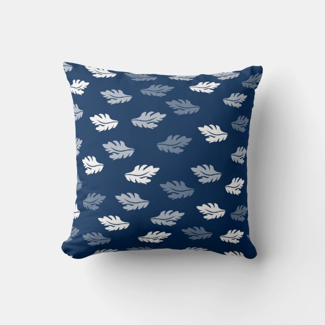 Coussin Feuilles de la marine Blue Antique Motif (Recto)
