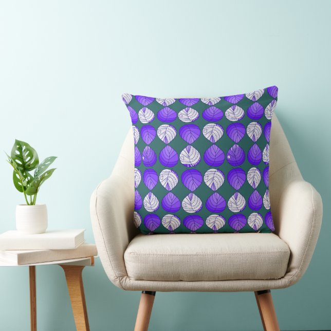 Coussin Feuilles de la tête de poisson Jade foncé violet b (Chaise)