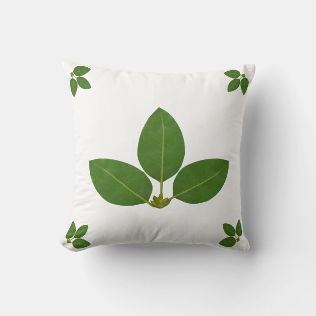 Coussin Feuilles de Laurier Vert Moderne (Recto)