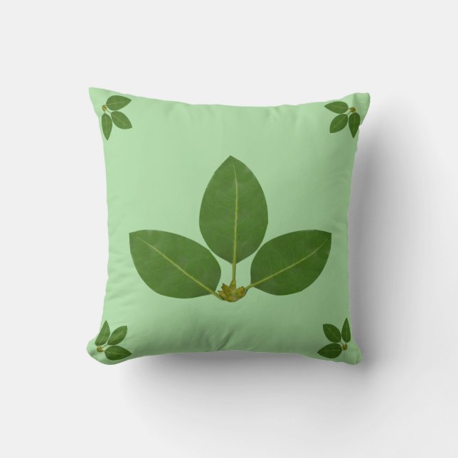 Coussin Feuilles de Laurier Vert Moderne (Recto)