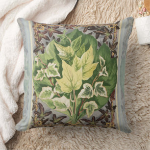 Coussin Feuilles de lierre de Shirley Hibberd art botaniqu