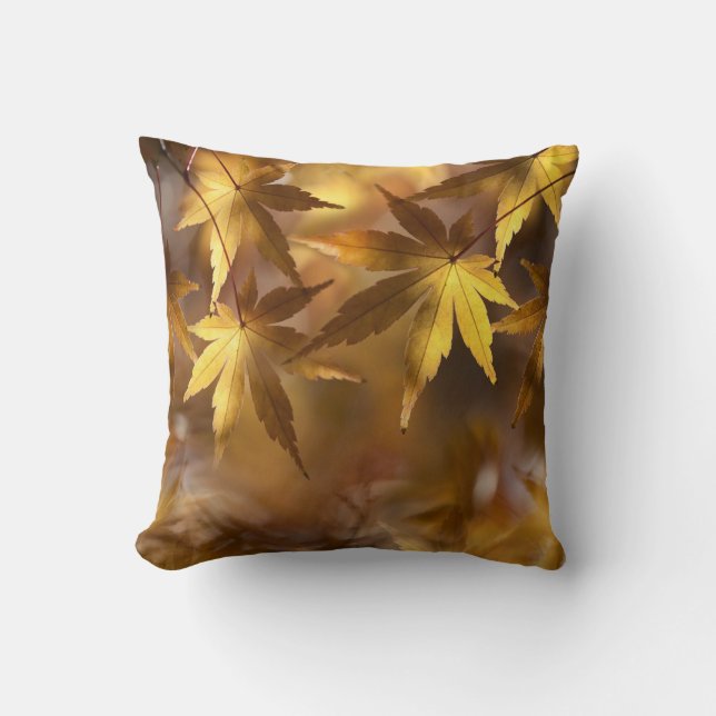 Coussin Feuilles de Maple Jaune Doré d'Automne (Recto)