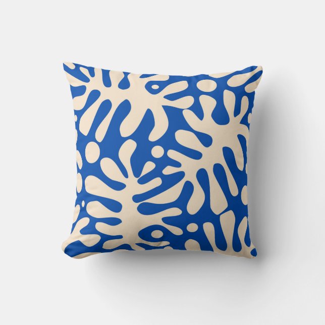 Coussin feuilles de Matisse - Bleu (Recto)