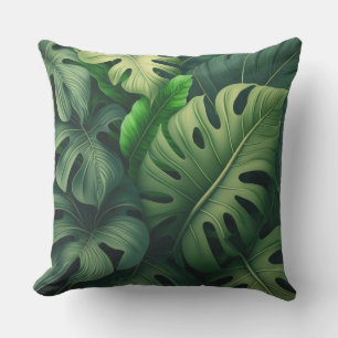 Coussin Feuilles de Monstera Tropical