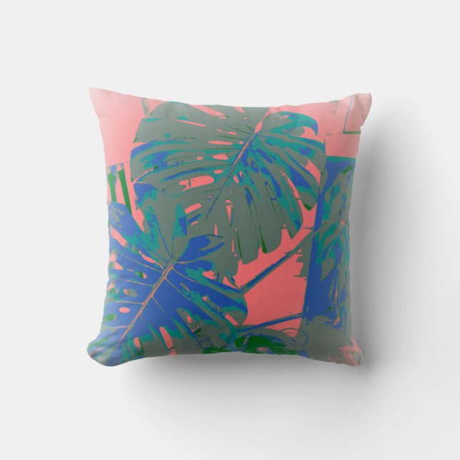 Coussin Feuilles de Monstera Tropical (Recto)
