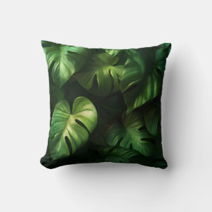 Coussin Feuilles de Monstera Tropicales - Design Vert Luxu