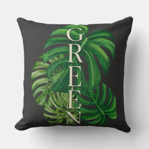 Coussin Feuilles de Monstera Vertes