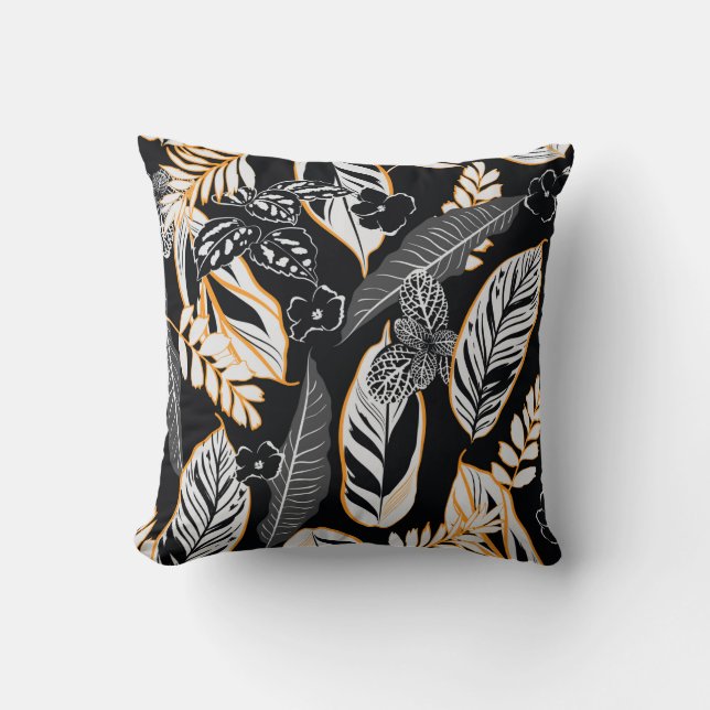 Coussin Feuilles de nuit tropicaux foncé et sans feuillage (Recto)