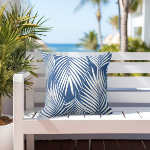 Coussin Feuilles de palme bleu tropical
