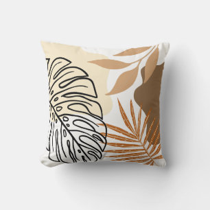Coussin Feuilles de palmier abstraites modernes ton beige