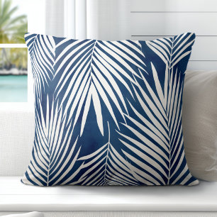 Coussin Feuilles de palmier bleu tropical moderne