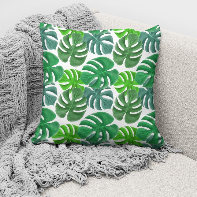 Coussin Feuilles de palmier botaniques vertes modernes (Créateur téléchargé)
