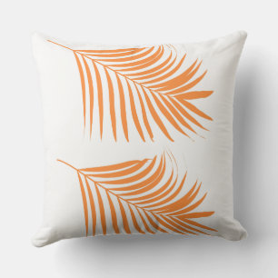 Coussin Feuilles de palmier orange Art de plage côtière tr