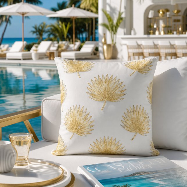 Coussin Feuilles de palmier Tropical Gold (Créateur téléchargé)