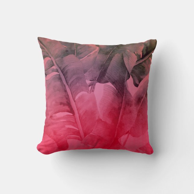 Coussin Feuilles de palmier tropicales roses lumineuses d' (Recto)