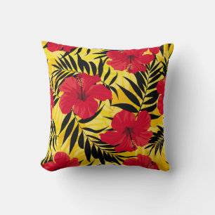 Coussin Feuilles de palmiers à fleurs tropicales, motif vi