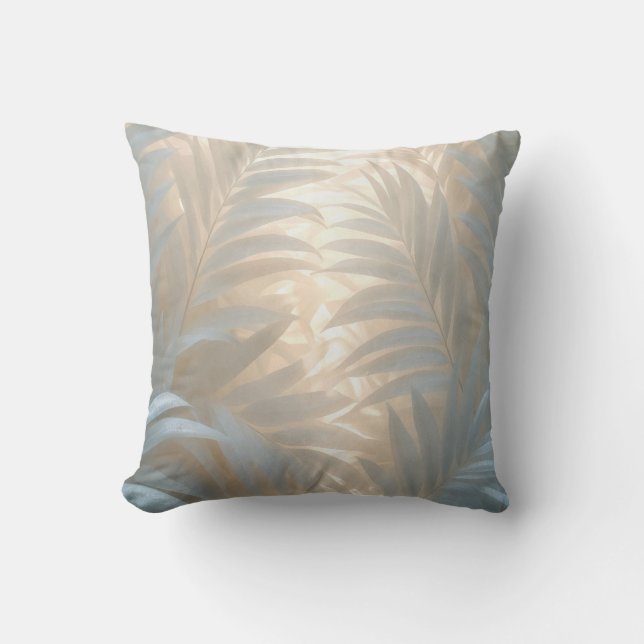 Coussin Feuilles de palmiers blancs aquarelle baignant dan (Recto)