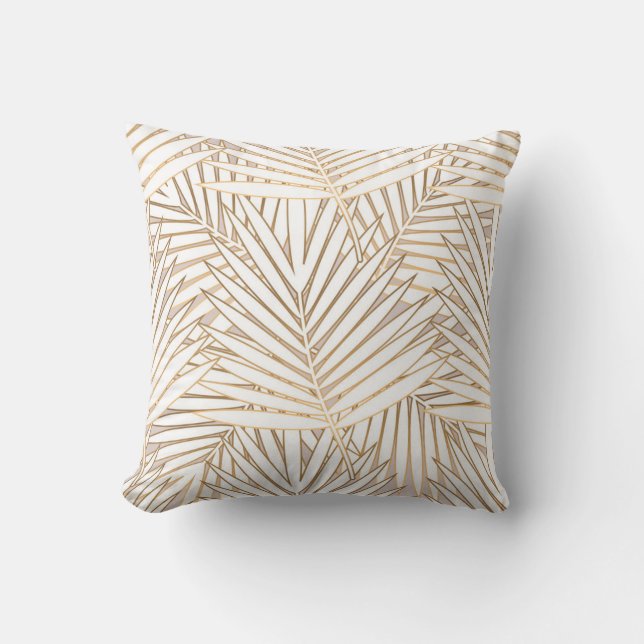 Coussin Feuilles de palmiers dorés : art déco. (Recto)