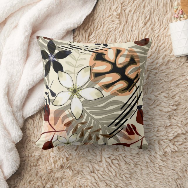 Coussin Feuilles de palmiers et monstères, tropicaux (Couverture)