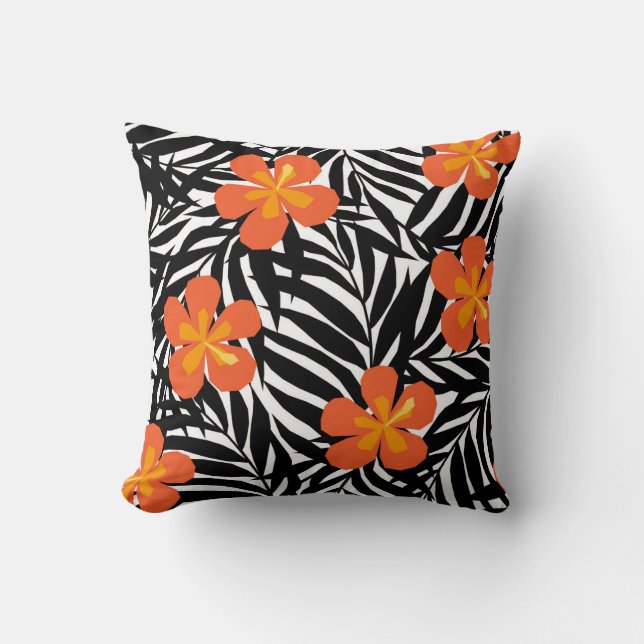 Coussin Feuilles de palmiers tropicaux, application vintag (Recto)