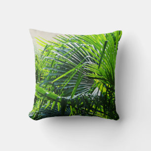 Coussin Feuilles de palmiers tropicaux décossés