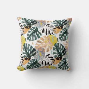 Coussin Feuilles de palmiers tropicaux : éléments décorati