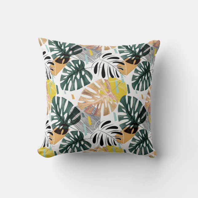Coussin Feuilles de palmiers tropicaux : éléments décorati (Recto)