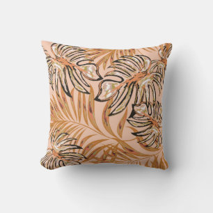 Coussin Feuilles de palmiers tropicaux, jungle. Patte flor