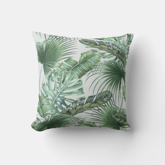 Coussin Feuilles de palmiers tropicaux, monstère, feuille  (Recto)