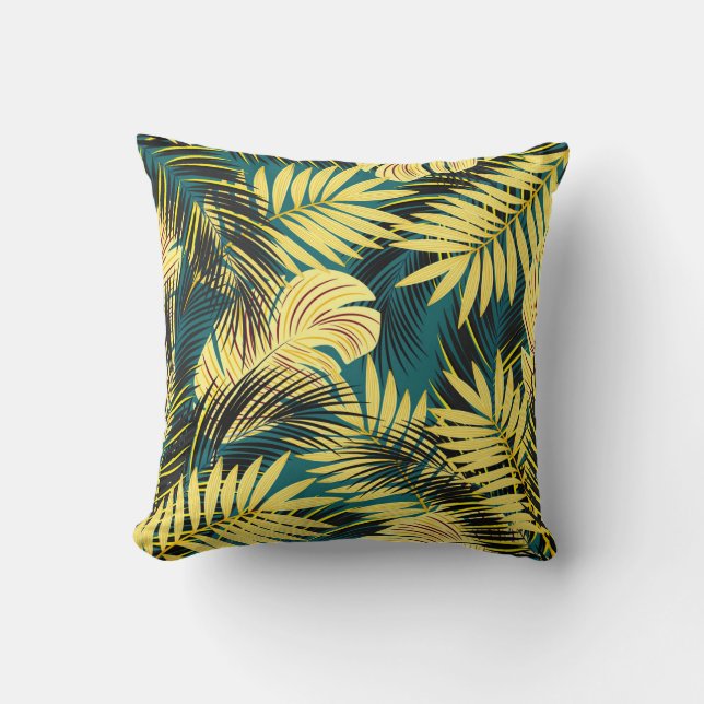 Coussin Feuilles de palmiers : Vintage foncé (Recto)