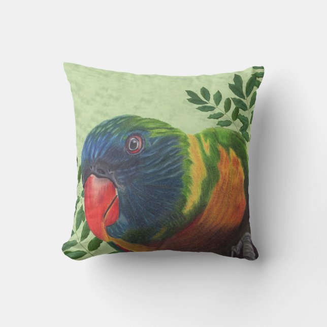 Coussin Feuilles de perroquets Macaw de couleur vive sur v (Recto)