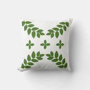 Coussin Feuilles de plante verte élégante sur fond blanc