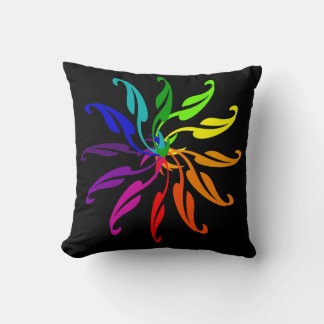 Coussin - Feuilles de roulette couleur sur noir
