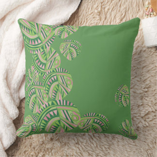 Coussin Feuilles de tête de poisson Jazz V Vert Dusty rose