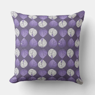 Coussin Feuilles de tête de poisson Lilac Blanc Noir