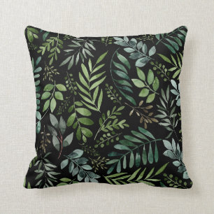 Coussin Feuilles de verdure aquarelle 