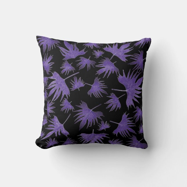 Coussin Feuilles de vigne canarienne violet (Recto)