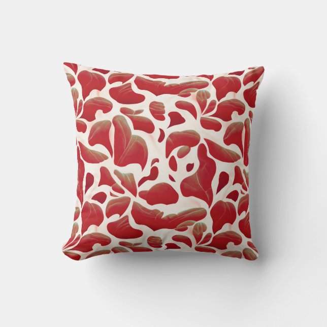 Coussin Feuilles de vol blanc et rouge Motif répétitif (Recto)