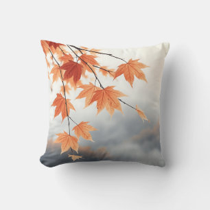 Coussin Feuilles d'érable à aquarelle avec brindilles