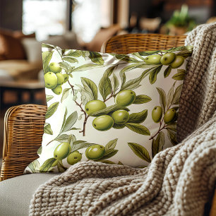 Coussin Feuilles d'olives vertes Élégant Botanique