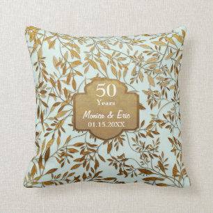 Coussin Feuilles d'or 50e anniversaire Mariage