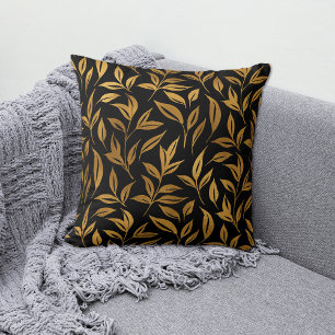 Coussin Feuilles d'or en noir