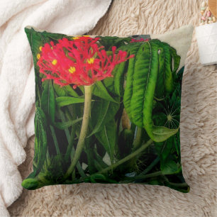 Coussin Feuilles et fleurs Plantes de corail