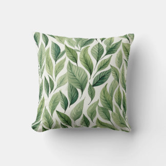 Coussin Feuilles floraux avec un dos vert solide