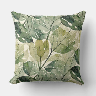 Coussin Feuilles forestiers verts stratifiés